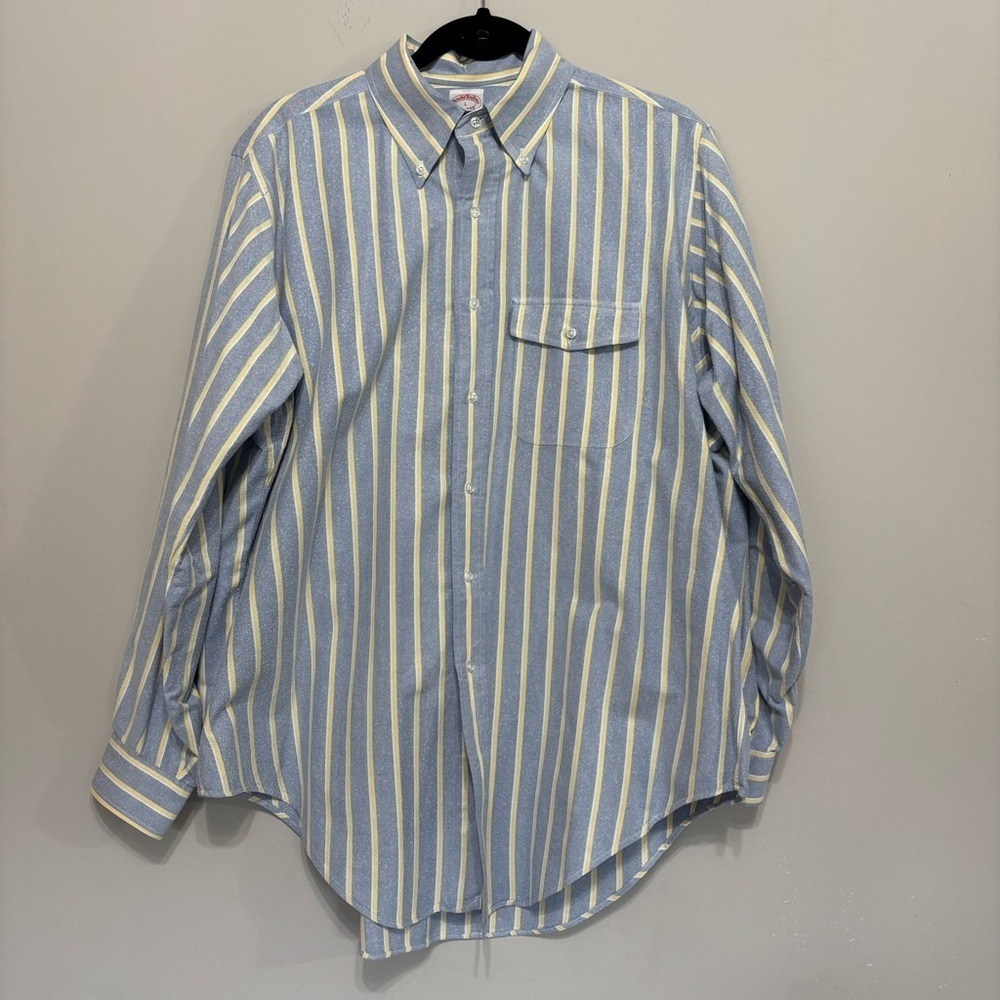 Brooks Brothers Blue and Yellow Striped Casual Shirt
